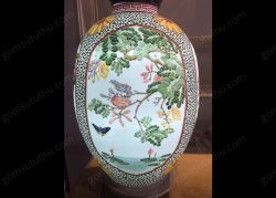 Đèn dáng chum vẽ tứ cảnh